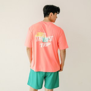 튜브트리 남성용 반팔 래쉬가드 + 비치팬츠 세트 AE6218