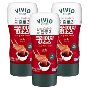 비비드키친 저칼로리 크레이지핫소스, 315g, 3개