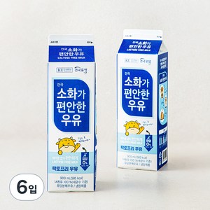 건국유업 소화가 편안한 우유, 900ml, 6입