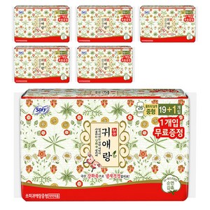 쏘피 귀애랑 생리대 날개형, 중형, 20개입, 6개