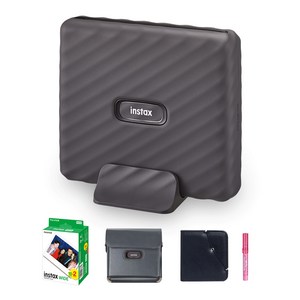 인스탁스 와이드링크 즉석카메라 모카그레이 FI022W +필름 20p + 전용 가죽케이스 그레이 + 와이드앨범 랜덤발송 + 미피펜 랜덤발송 세트