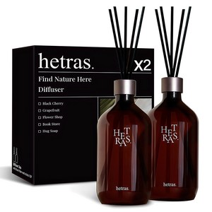 헤트라스 프리미엄 대용량 디퓨저 선물세트, 블랙체리, 500ml, 2개