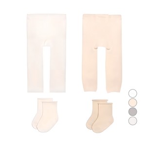 하이베이비키즈 무발 타이즈 2종 + 돌돌이 양말 2종 세트