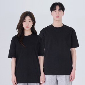 포슈어 남녀공용 통기성 순면 20수 옆트임 레이어드 반팔 티셔츠