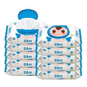 순둥이 프리미엄 플레인 무향 유아물티슈 캡형 65gsm, 70개입, 10개