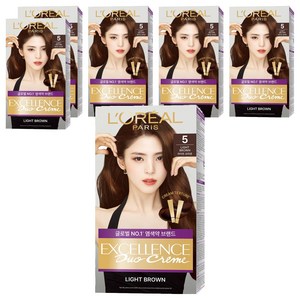 로레알파리 엑셀랑스 듀오크림 염모제, 5호 라이트 브라운, 6개