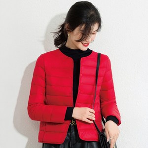 피어니스트 여성용 경량 다운 캐주얼 노카라 숏 패딩