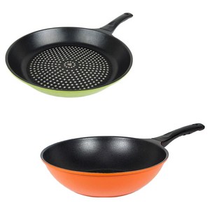 키친아트 국산 뉴 본 다이아몬드 후라이팬 세트 2개, 오렌지, 궁중팬 28cm +..., 1세트