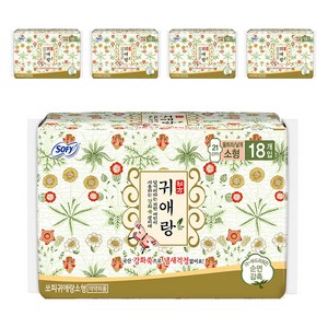 쏘피 귀애랑 생리대 울트라 날개형, 소형, 18개입, 5개