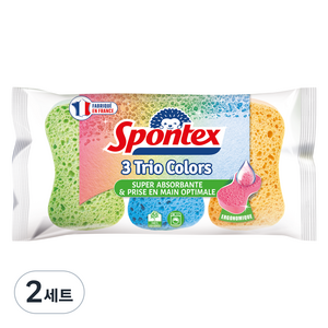 스폰텍스 TRIO COLORS 스크럽 스펀지 3종 세트, 2세트