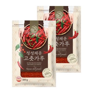 채운 정성채운 국산 고춧가루 보통굵기 보통매운맛, 500g, 2개