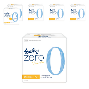 순수한면 제로 순면 뉴 팬티라이너, 슈퍼롱, 70개입, 6개