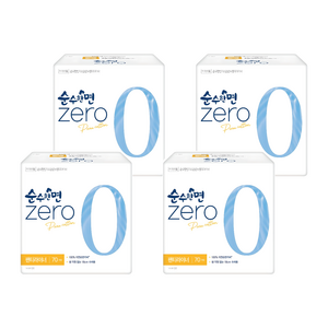 순수한면 제로 순면 뉴 팬티라이너, 슈퍼롱, 70개입, 4개