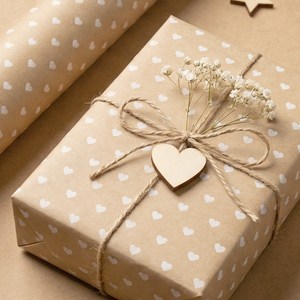 좋은기븐 포인트하트 종이롤 포장지, 크라프트 흰색, 1개