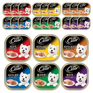 시저 1세 이상 강아지 버라이어티팩 주식캔, 혼합맛, 100g, 2개