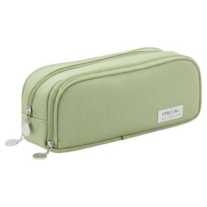라이프팁스 대용량 3단 펜 파우치 필통, 그린, 1개
