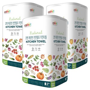 코멧 깨끗한 천연펄프 키친타월, 150매, 24개