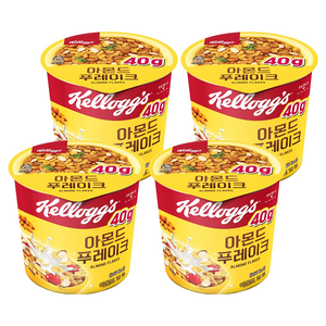 켈로그 아몬드 푸레이크 컵 시리얼, 40g, 4개