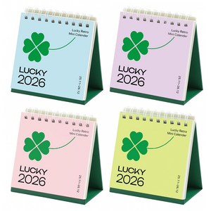 탐사 Lucky 2026 레트로 미니 캘린더 탁상 달력 세트, 4입