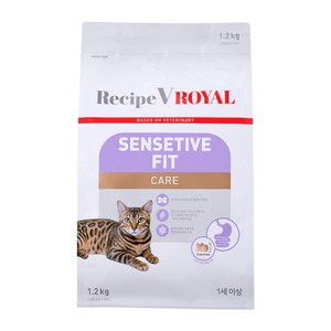 유한양행레시피브이 고양이 로얄 센서 핏 케어 기능성사료, 소화+장건강, 1.2kg, 1개
