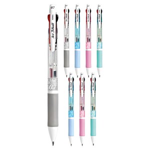 제트3볼 다색펜 0.7mm, 하양+하늘+ 분홍+민트, 2세트