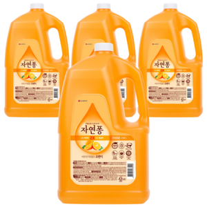 [비건라이프] 자연퐁 비린내 걱정없는 오렌지 주방세제, 3.92L, 4개