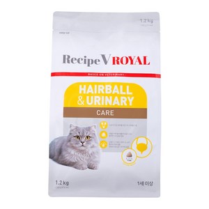 유한양행레시피브이 고양이 로얄 기능성 사료, 유리너리+헤어볼, 1.2kg, 1개