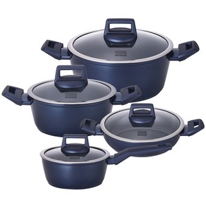 쿠킨 인덕션 그린우드 냄비세트 4개, 다크블루, 편수냄비 18cm ..., 1세트