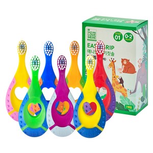 네이쳐러브메레 이지그립 애니멀 아기 칫솔 1단계, 혼합색상, 7개입, 1세트