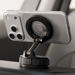 신지모루 맥세이프 360도 M 다이얼 에어락 접이식 진공 흡착 차량용 거치대, 블랙, 1개