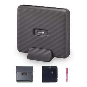 인스탁스 와이드링크 즉석카메라 모카 그레이 + 전용 가죽 케이스 그레이 + 와이드 앨범 랜덤발송 + 미피펜 랜덤발송 세트 FI022W