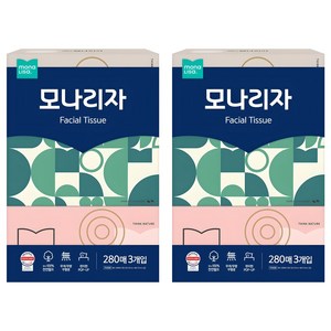 모나리자 천연펄프 미용티슈 2겹, 280매, 6개