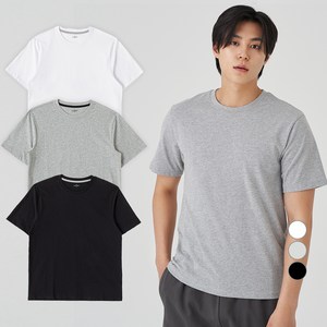 캐럿 통기성 기본 라운드 반팔 티셔츠 3p