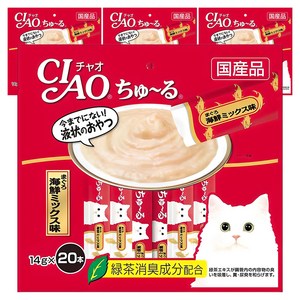 챠오츄르 고양이 짜먹는 간식, 혼합맛(참치/해산물..., 14g, 4개