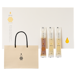 꿀마실 아카시아꿀 12g x 20p + 야생화꿀 12g x 10p 미니스틱 선물세트 + 쇼핑백, 1세트