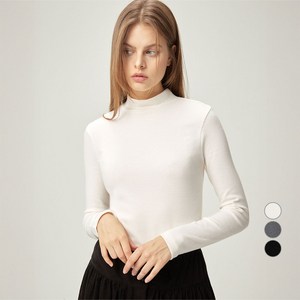 ELLEPARIS 여성용 릴렉스드핏 하프넥 웜업 기모 티셔츠