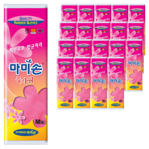 마미손 플라워 고무장갑, 중(M), 20개
