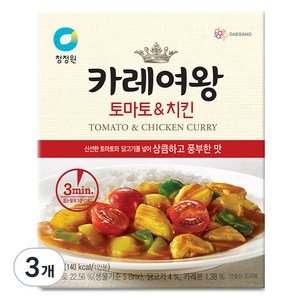 카레여왕 청정원 토마토 앤 치킨, 160g, 3개