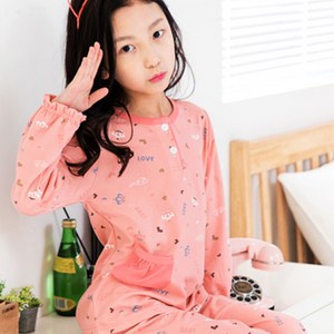이라인 여아용 학생 오마이러브 긴팔 상하 잠옷 세트