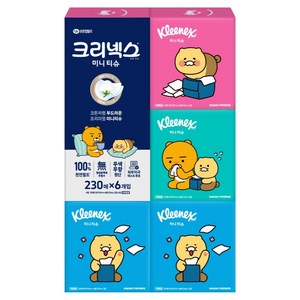 크리넥스 코튼처럼 부드러운 프리미엄 미니티슈 카카오프렌즈, 230매입, 6개