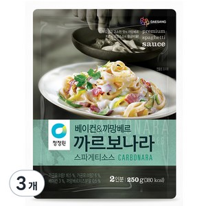 청정원 베이컨 앤 까망베르 까르보나라 스파게티소스, 250g, 3개