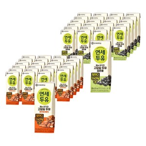 연세두유 뼈를 생각한 고칼슘 두유 검은콩 24p + 고칼슘 호두 앤 아몬드 24p, 190ml, 1세트