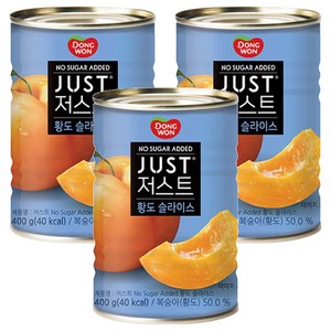 동원 저스트 노슈가 황도 슬라이스, 400g, 3개