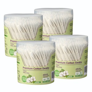 루이본 클린 고급 종이면봉, 200개입, 4개