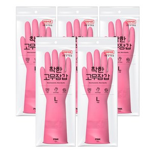 롯데이라이프 착한 고무장갑, 핑크, 대(L), 5개