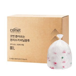 코멧 뽑아쓰는 분리수거 배접 비닐봉투, 80L, 100개