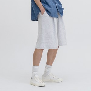 제타22 남녀공용 데일리 무지 베이직 원턱 주름 와이드 5부 트레이닝 반바지 1750