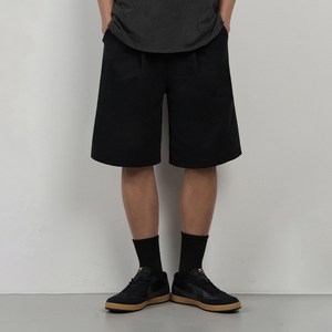 제타22 남녀공용 데일리 무지 베이직 원턱 주름 와이드 5부 트레이닝 반바지 1750