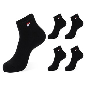 휠라 베이직 더블 쿠션 단목 양말 5켤레, M, 블랙, 1세트