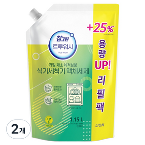참그린 트루워시 어드밴스 식기세척기용 세제 리필, 1.15L, 2개